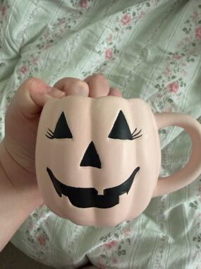 Michaels Pink Pumpkin Jack-O'-Lantern Ceramic Mug